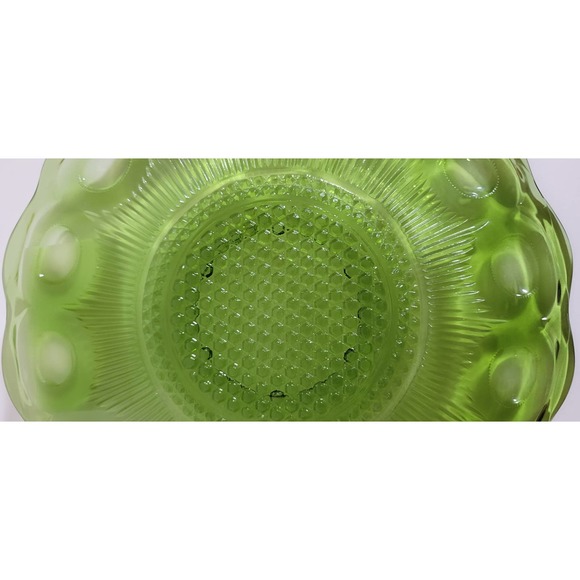 Vintage Glass Plate Bartlett Collins Manhattan St Genevieve Green Thumbprint 11" - Picture 5 of 9